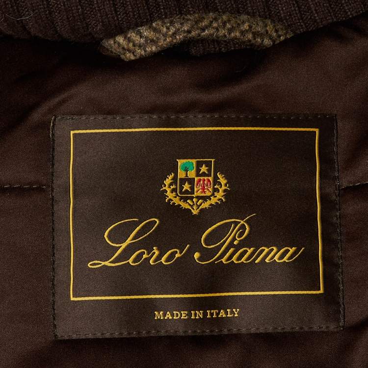 Pre Owned Loro Piana Brown Cashmere Fur Trim Storm System Coat L