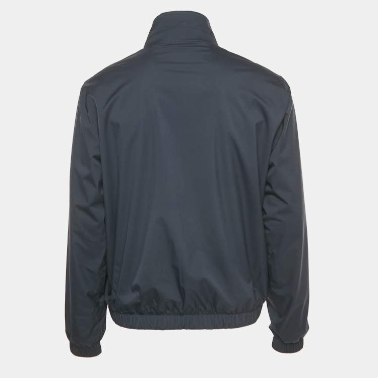 Pre Owned Loro Piana Blue Nylon Reversible Bomber Jacket L