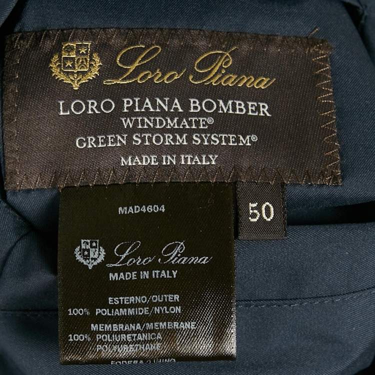 Pre Owned Loro Piana Blue Nylon Reversible Bomber Jacket L