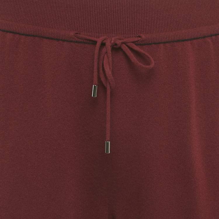 Pre Owned Loro Piana Maroon Cashmere Knit Drawstring Trousers L