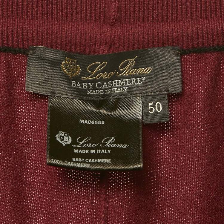 Pre Owned Loro Piana Maroon Cashmere Knit Drawstring Trousers L