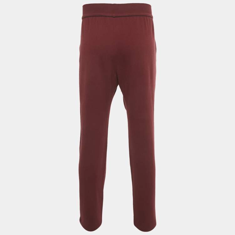 Pre Owned Loro Piana Maroon Cashmere Knit Drawstring Trousers L