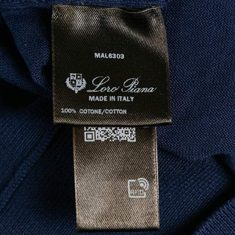 Pre Owned Loro Piana Blue Cotton Knit Crewneck Sweater M
