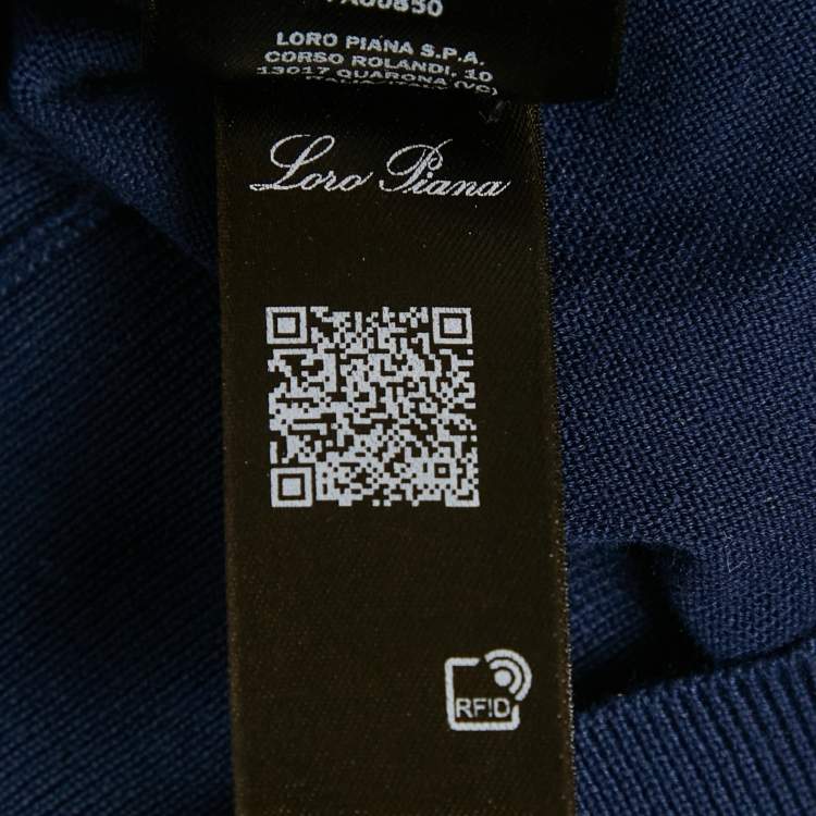 Pre Owned Loro Piana Blue Cotton Knit Crewneck Sweater M