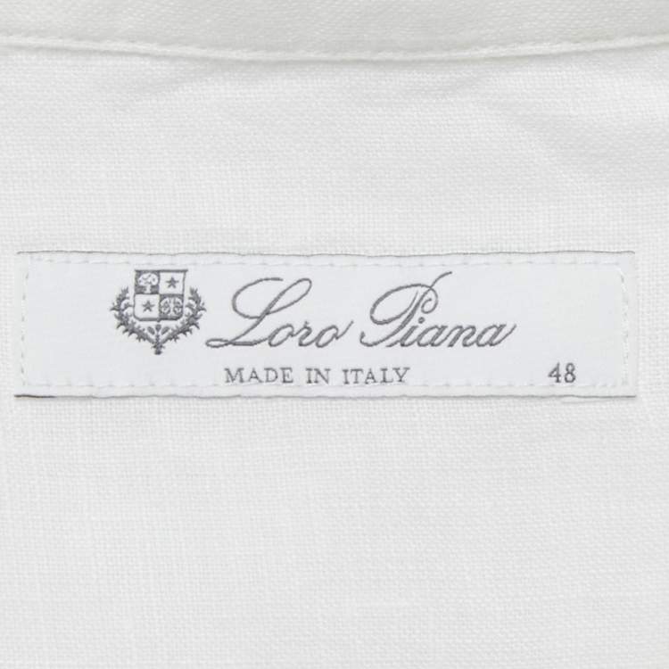 Pre Owned Loro Piana White Linen Button Front Shirt M
