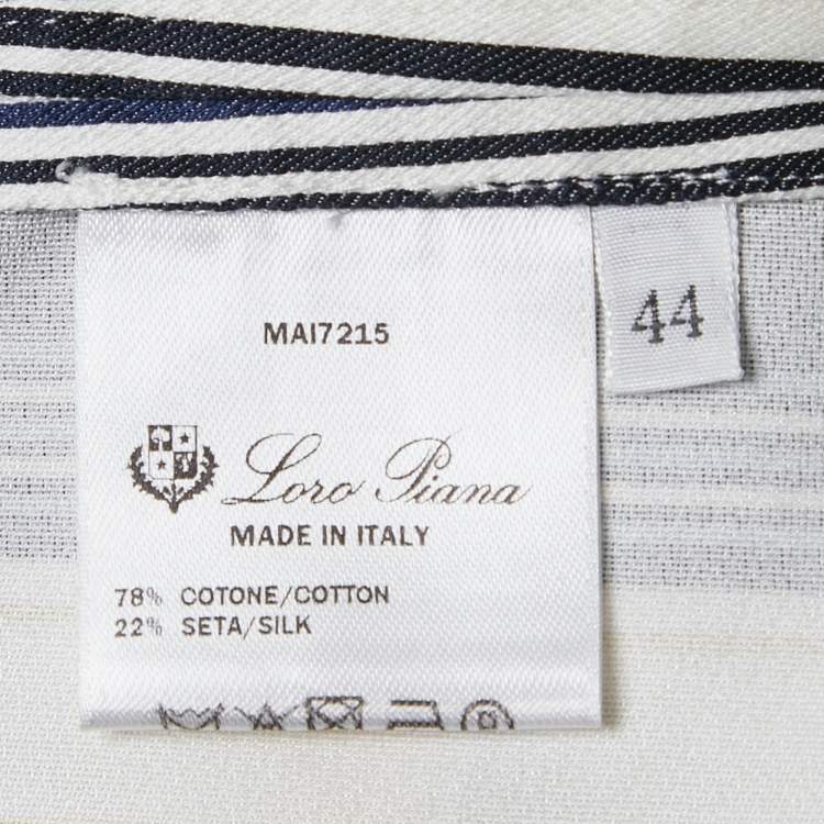 Pre Owned Loro Piana Yellow/Blue Striped Cotton Blend T-Shirt XS