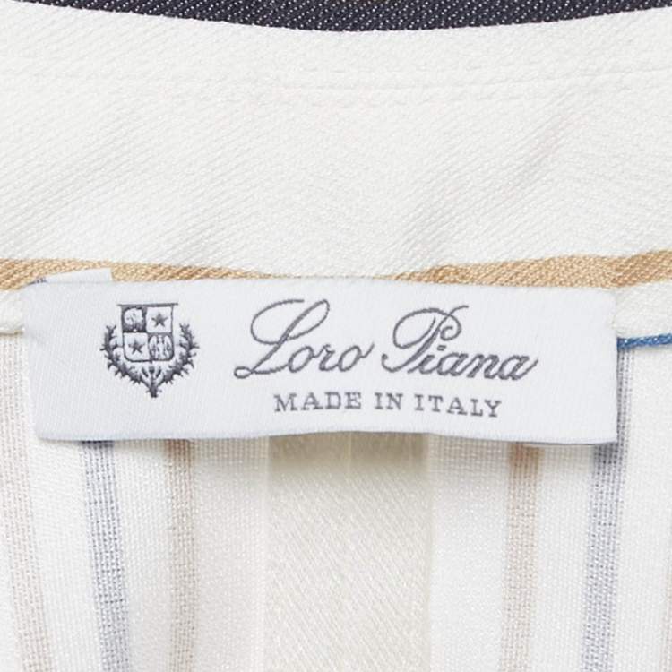 Pre Owned Loro Piana Yellow/Blue Striped Cotton Blend T-Shirt XS