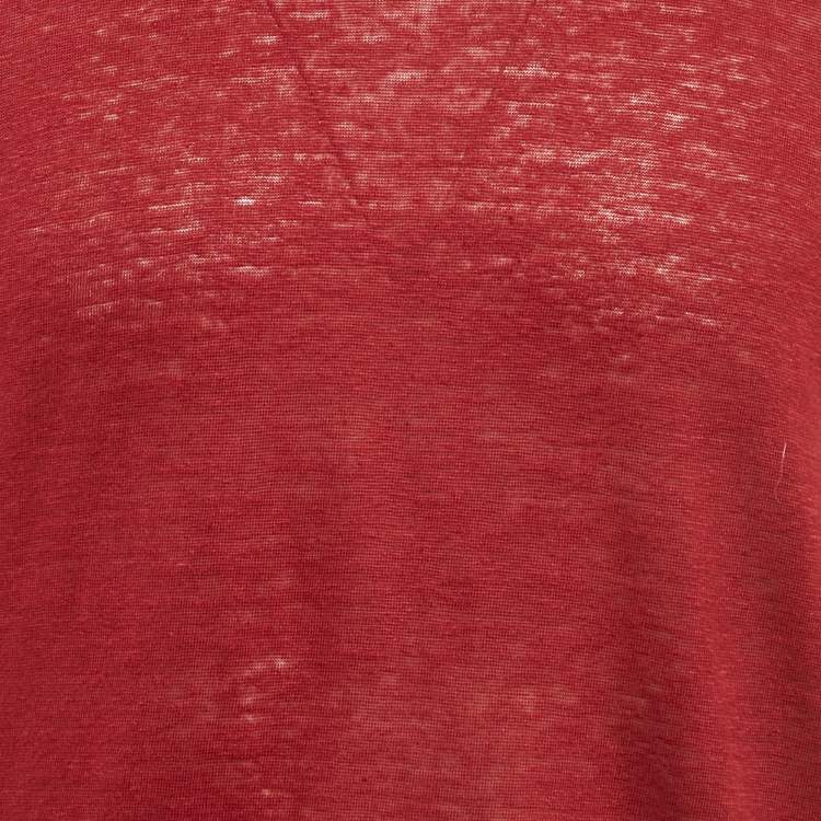 Pre Owned Loro Piana Red Linen Jersey Crewneck T-Shirt M