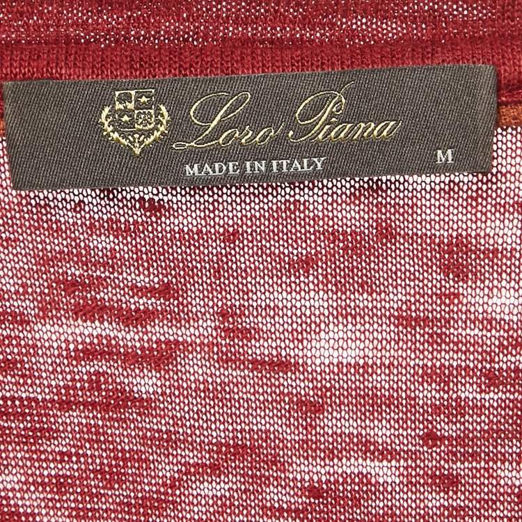 Pre Owned Loro Piana Red Linen Jersey Crewneck T-Shirt M