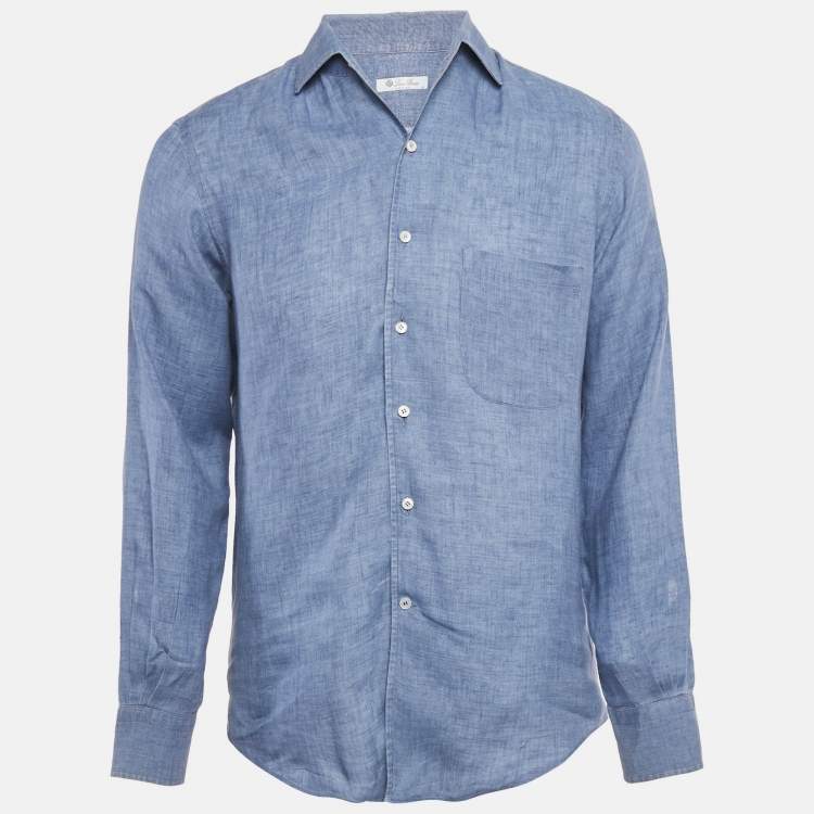Pre Owned Loro Piana Blue Linen André Shirt S