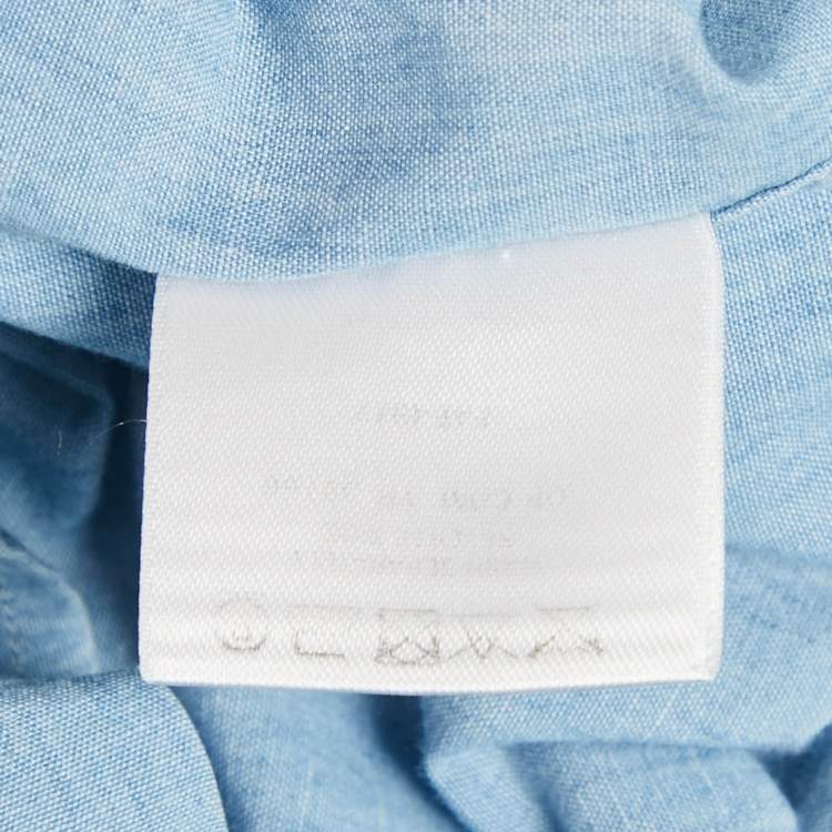 Pre Owned Loro Piana Blue Cotton Chambray Long Sleeve Shirt M