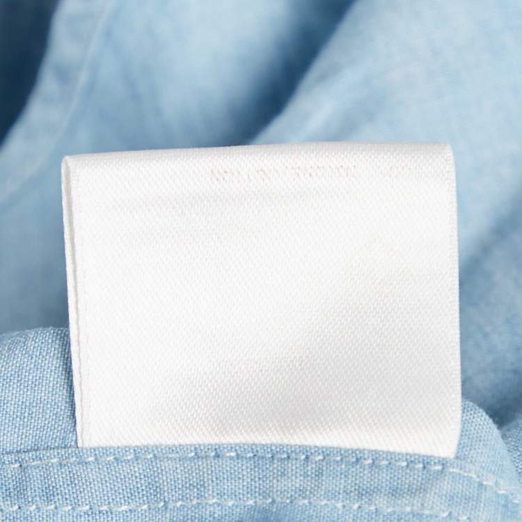 Pre Owned Loro Piana Blue Cotton Chambray Long Sleeve Shirt M