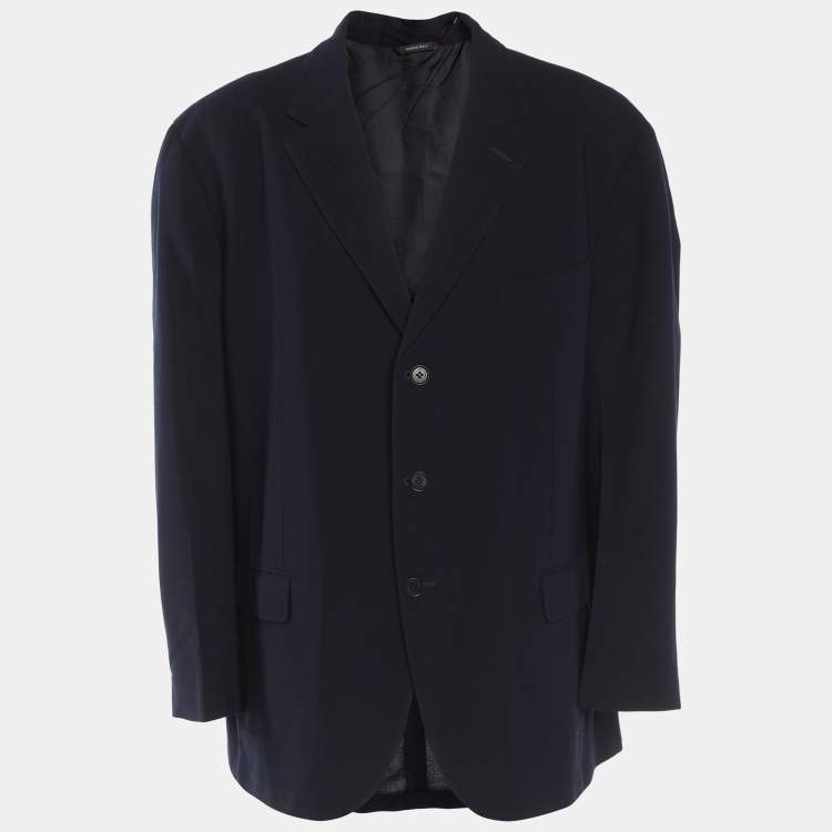 Pre Owned Loro Piana Navy Blue Wool Single Breasted Blazer 5XL