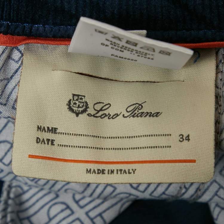 Pre Owned Loro Piana Blue Corduroy Jeans M/Waist 32"
