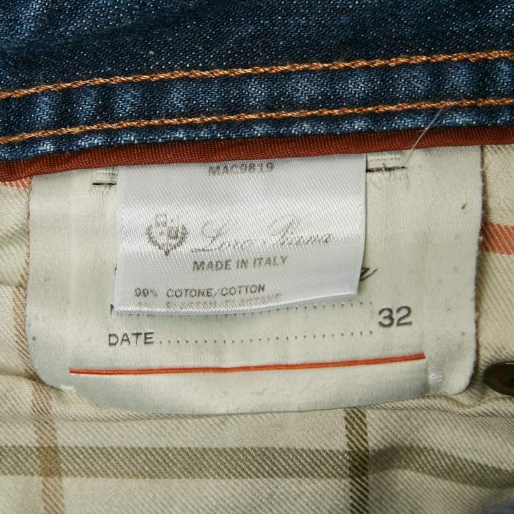 Pre Owned Loro Piana Blue Denim Skinny Fit Jeans S Waist 32"