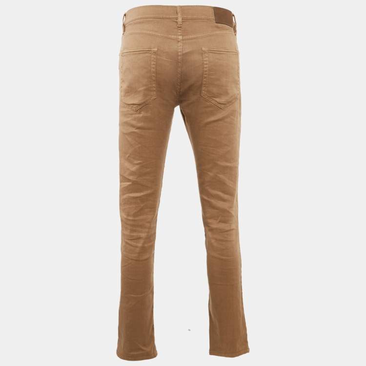 Pre Owned Loro Piana Brown Linen Blend Straight Fit Jeans S Waist 32"