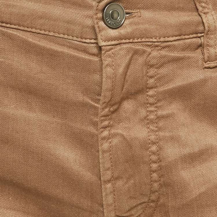 Pre Owned Loro Piana Brown Linen Blend Straight Fit Jeans S Waist 32"
