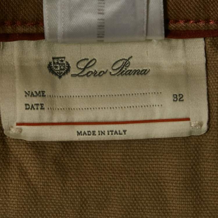 Pre Owned Loro Piana Brown Linen Blend Straight Fit Jeans S Waist 32"