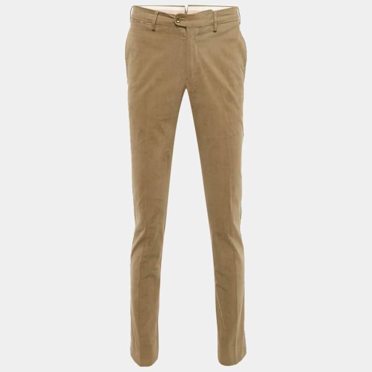 Pre Owned Loro Piana Brown Cotton Suede Detail Trousers S