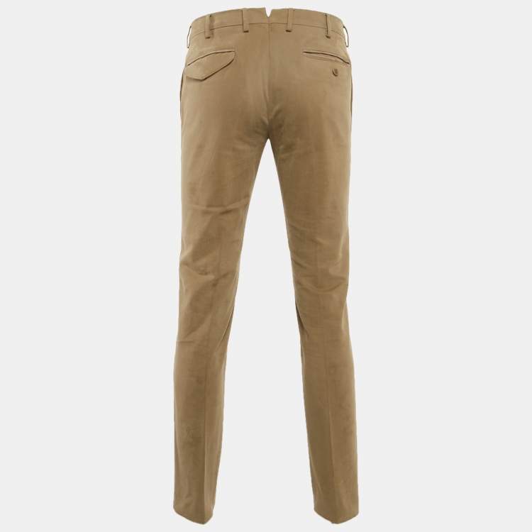 Pre Owned Loro Piana Brown Cotton Suede Detail Trousers S