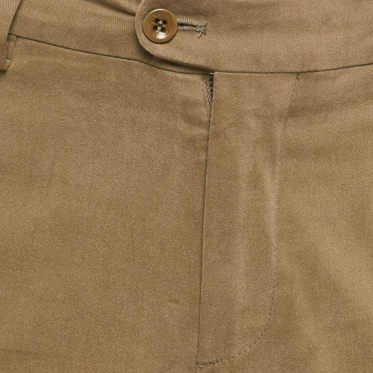 Pre Owned Loro Piana Brown Cotton Suede Detail Trousers S