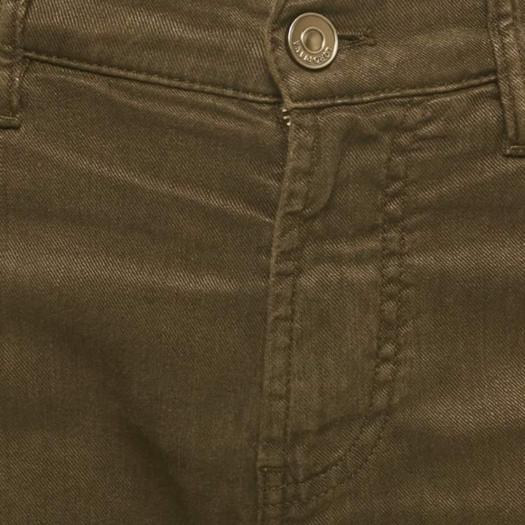 Pre Owned Loro Piana Brown Linen Blend Slim Fit Jeans S Waist 31"