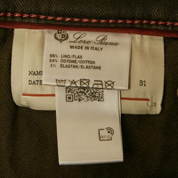 Pre Owned Loro Piana Brown Linen Blend Slim Fit Jeans S Waist 31"