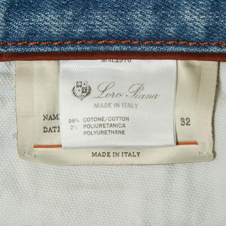 Pre Owned Loro Piana Blue Kurashiki Denim Slim Fit Jeans M/Waist 32"