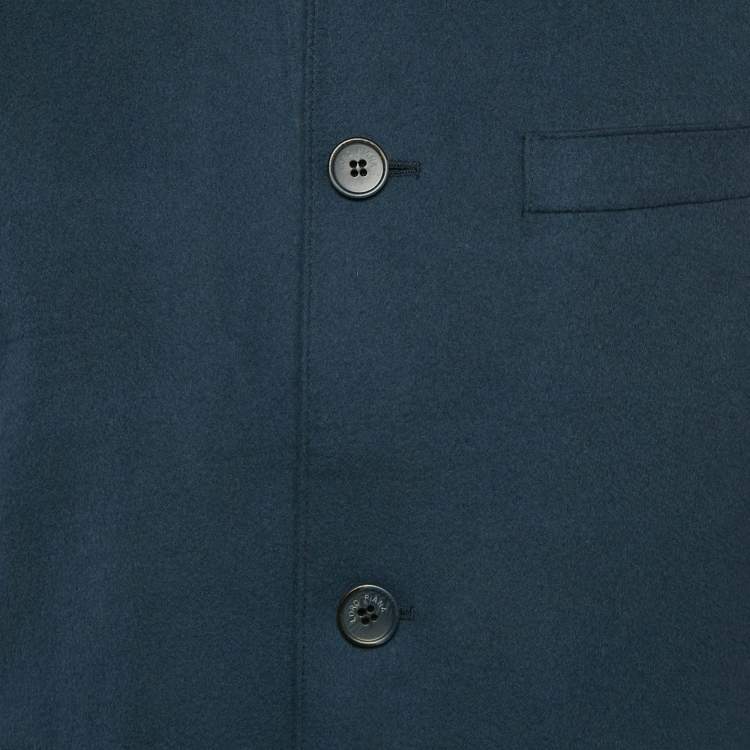 Pre Owned Loro Piana Navy Blue Cashmere Zip Up Jacket Zip Up M