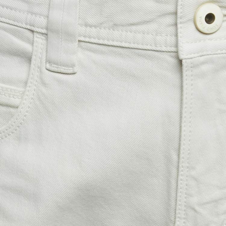 Pre Owned بنطلون لورو بيانا أبيض جينز قصة عادية خصر 35 إنش - ميديم