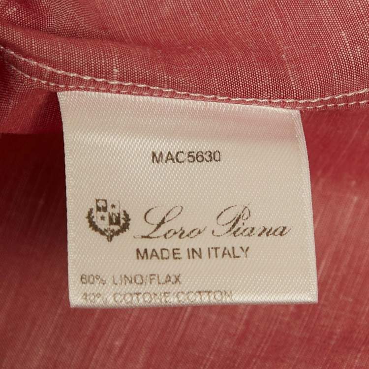 Pre Owned Loro Piana Pink Linen & Flax Button Front Shirt L