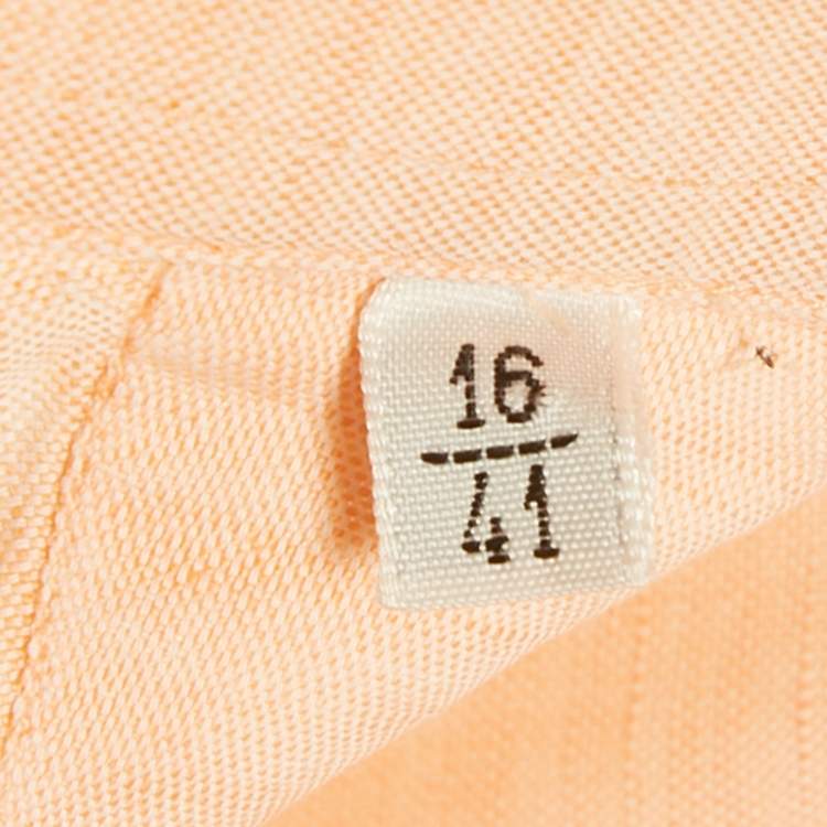 Pre Owned Loro Piana Peach Cotton & Linen Button Front Shirt L
