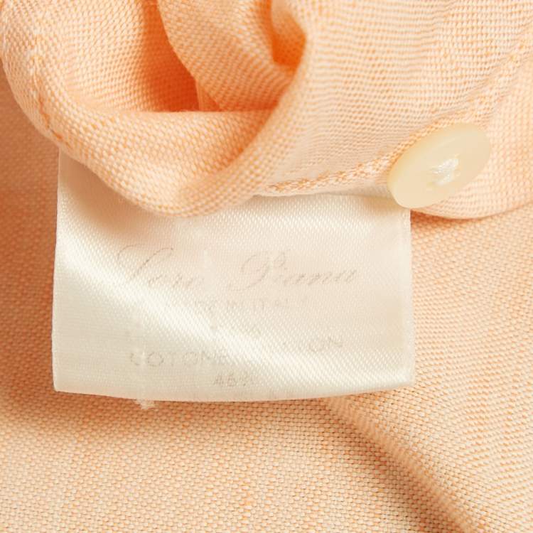 Pre Owned Loro Piana Peach Cotton & Linen Button Front Shirt L