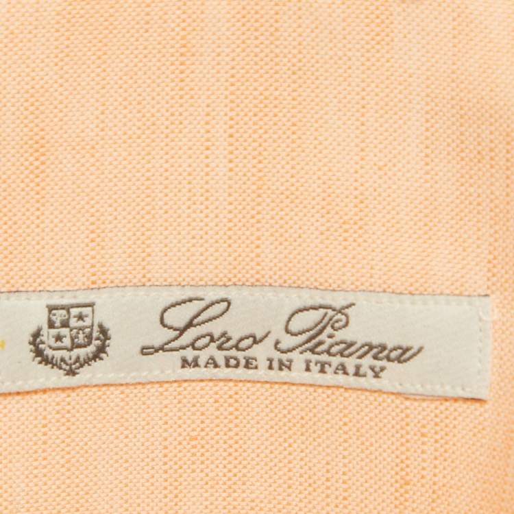 Pre Owned Loro Piana Peach Cotton & Linen Button Front Shirt L