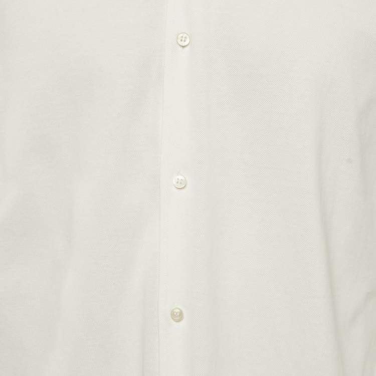 Pre Owned Loro Piana White Pique Cotton Button Front Shirt XXL