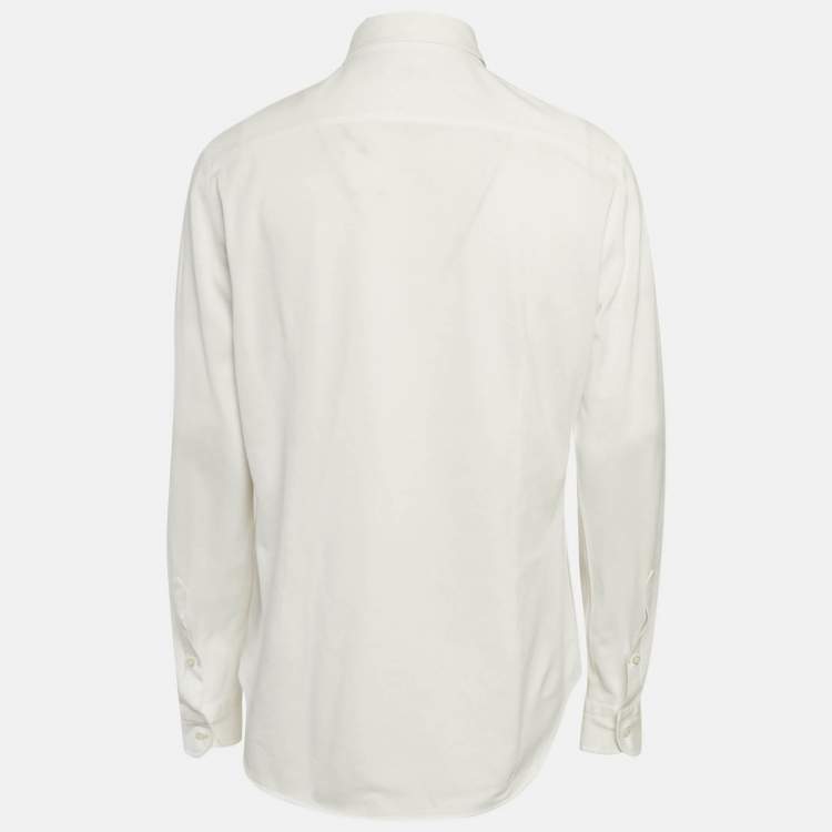 Pre Owned Loro Piana White Pique Cotton Button Front Shirt XXL