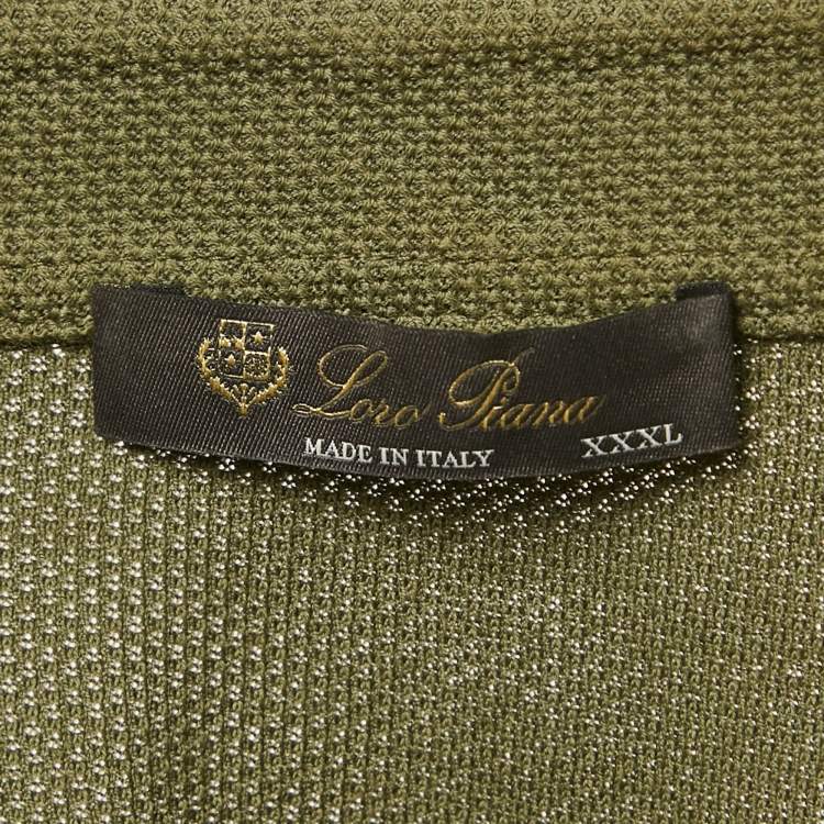 Pre Owned Loro Piana Green Pique Cotton Long Sleeve Polo T-Shirt 4XL