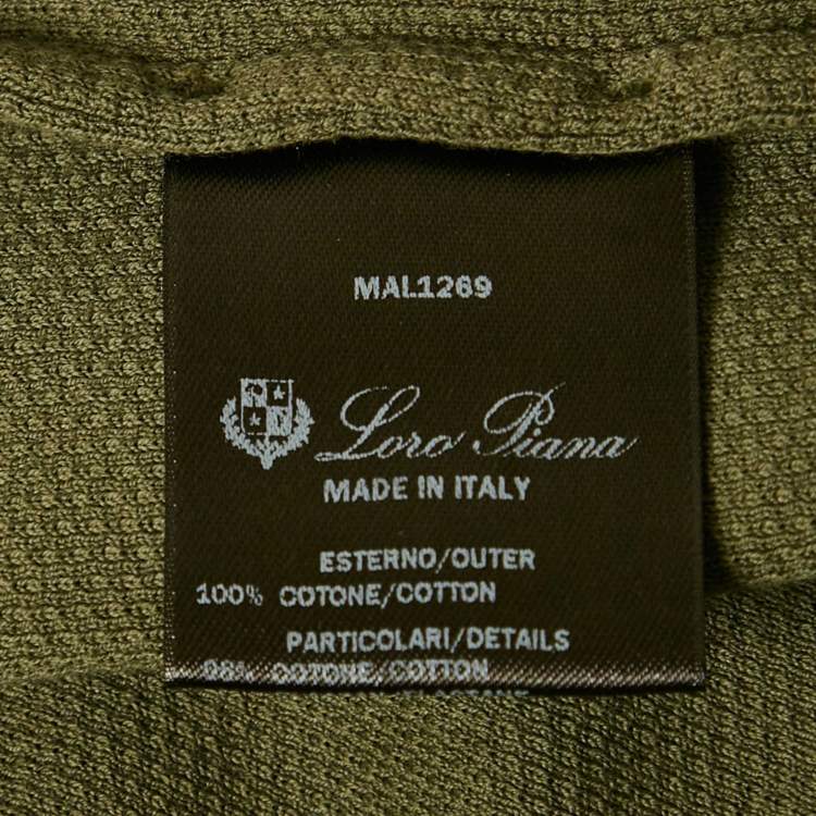 Pre Owned Loro Piana Green Pique Cotton Long Sleeve Polo T-Shirt 4XL