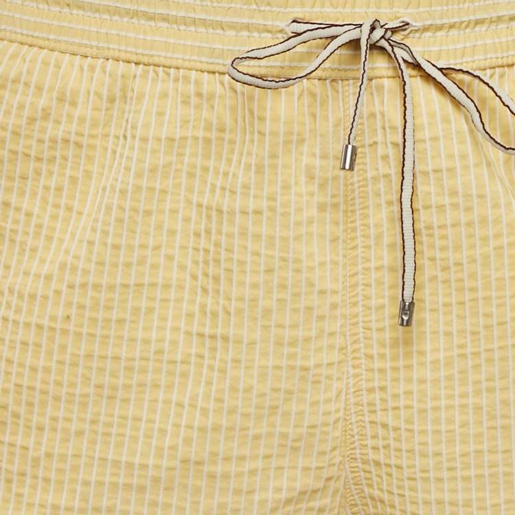 Pre Owned Loro Piana Yellow Striped Cotton Shorts XL