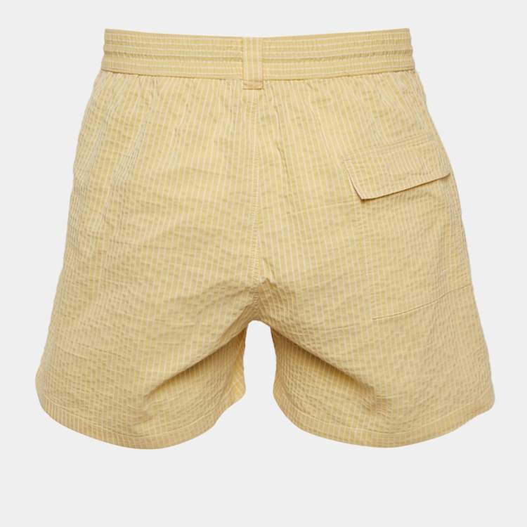 Pre Owned Loro Piana Yellow Striped Cotton Shorts XL