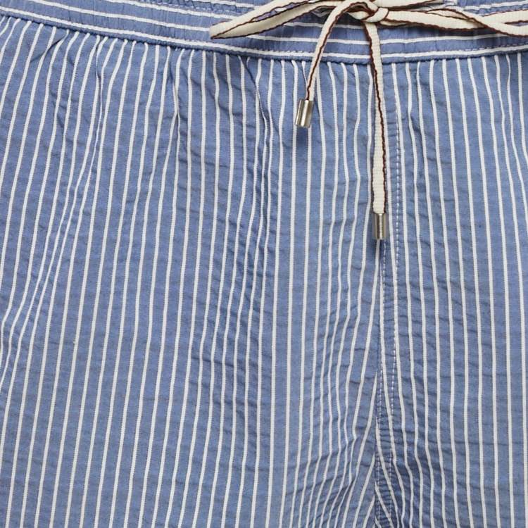Pre Owned Loro Piana Blue Striped Cotton Shorts XL