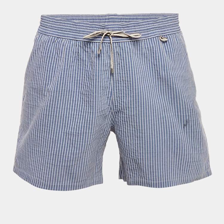 Pre Owned Loro Piana Blue Striped Cotton Shorts XL