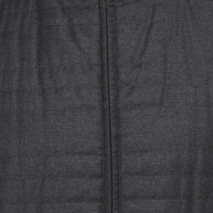 Pre Owned Loro Piana Grey/Green Wool and Nylon Reversible Vest S