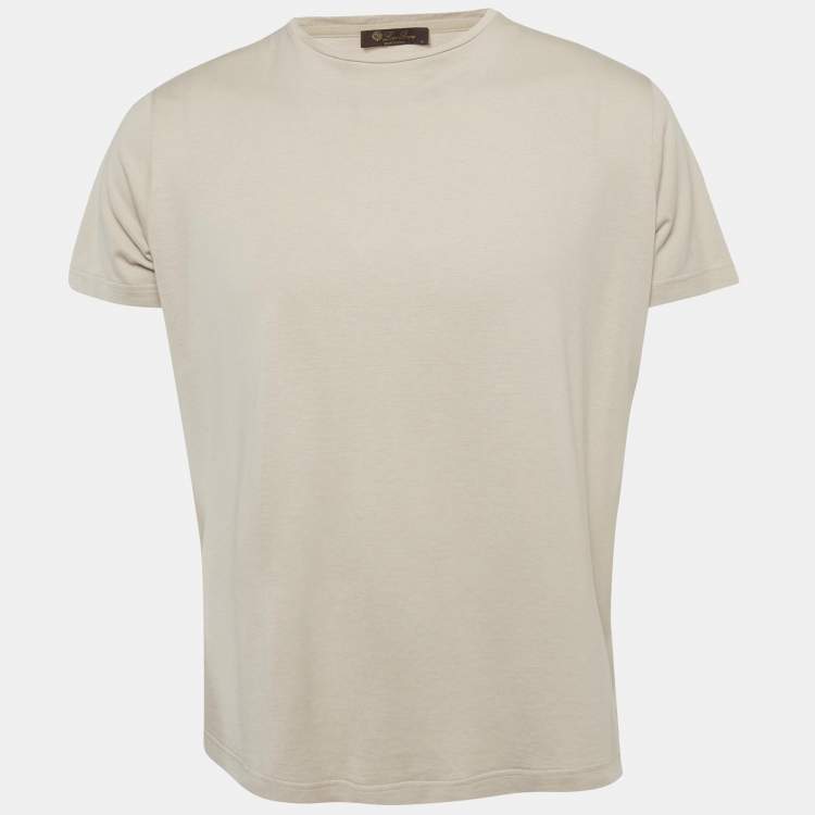Pre Owned Loro Piana Beige Jersey Crew Neck T-Shirt L