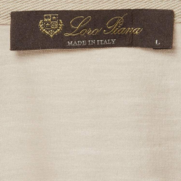 Pre Owned Loro Piana Beige Jersey Crew Neck T-Shirt L