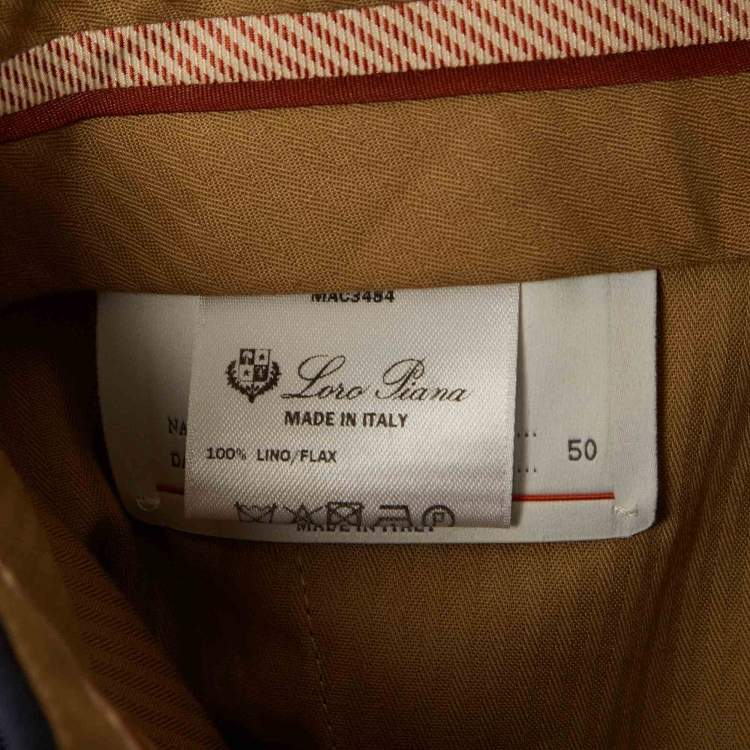 Pre Owned Loro Piana Linen Flower Blue Linen Blend Regular Fit Pants L