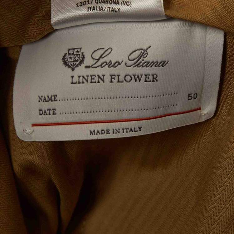 Pre Owned Loro Piana Linen Flower Blue Linen Blend Regular Fit Pants L