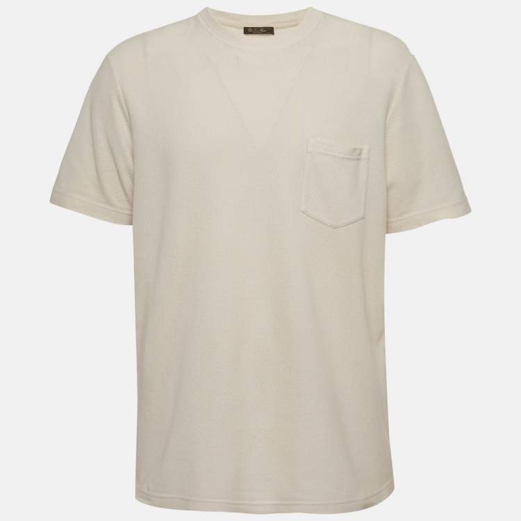 Pre Owned Loro Piana Cream Pique Patch Pocket T-Shirt XL