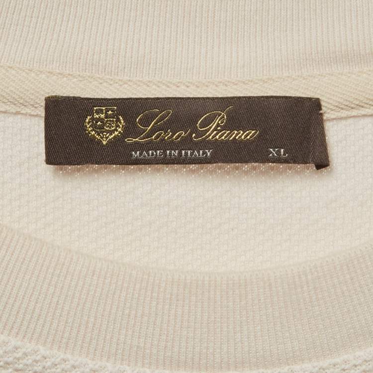 Pre Owned Loro Piana Cream Pique Patch Pocket T-Shirt XL