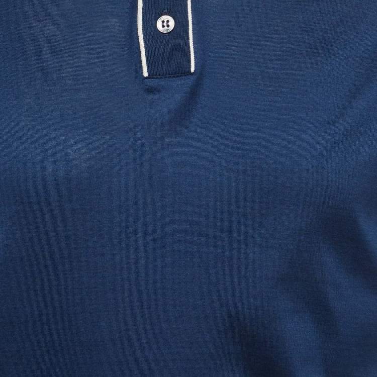 Pre Owned Loro Piana Blue Jersey Polo T-Shirt M